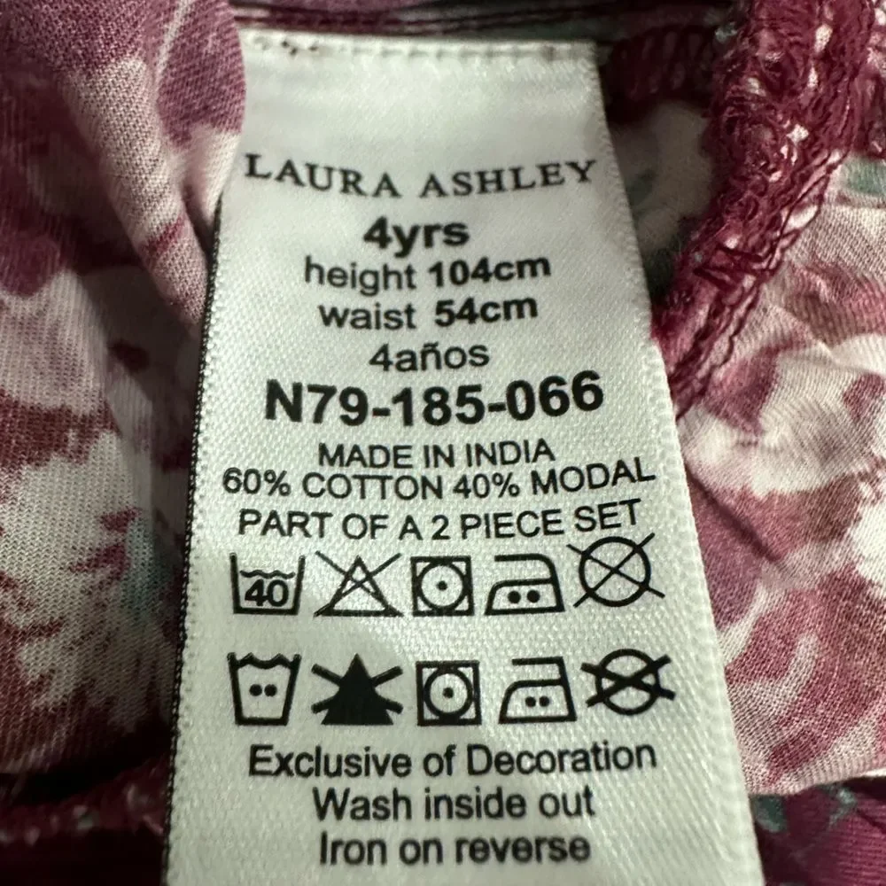 Laura Ashley Berry Pink Peony Garden‎ Smocked Top And Skirt Set New!
